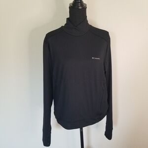 Columbia tech black mock neck running shirt pockets Long Sleeve XL